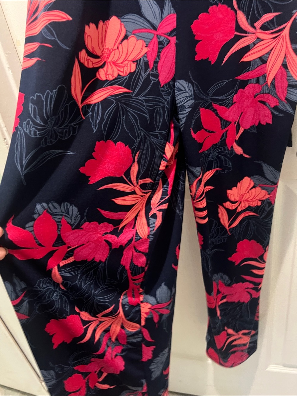Guess Navy Blue Floral Jumpsuit with Pink & Coral Print - Picture 3 of 10